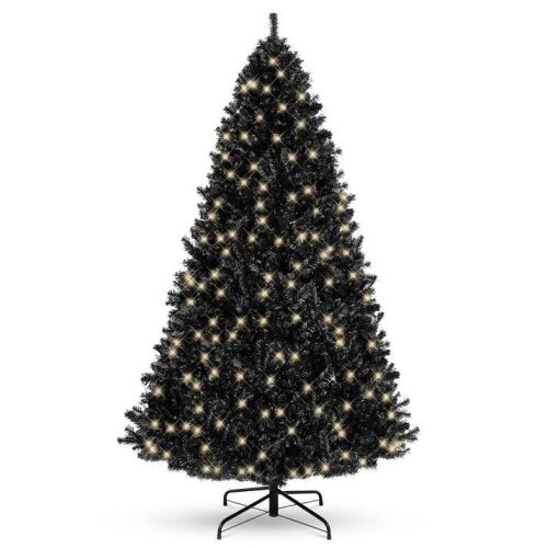 4.5' Pre-Lit Artificial Black Christmas Tree w/ Incandescent Lights, Metal Stand - Lot 277