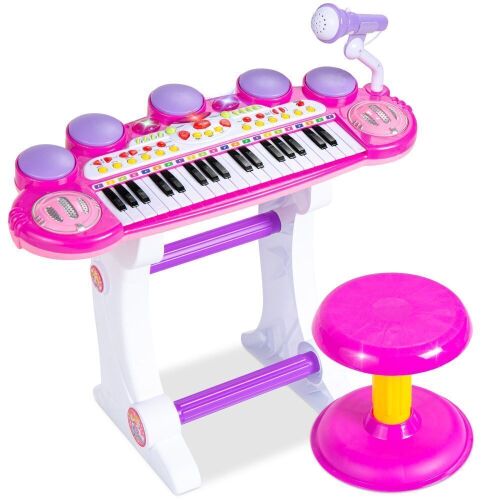 37-Key Kids Electric Keyboard w/ Microphone, Stool - Lot 563