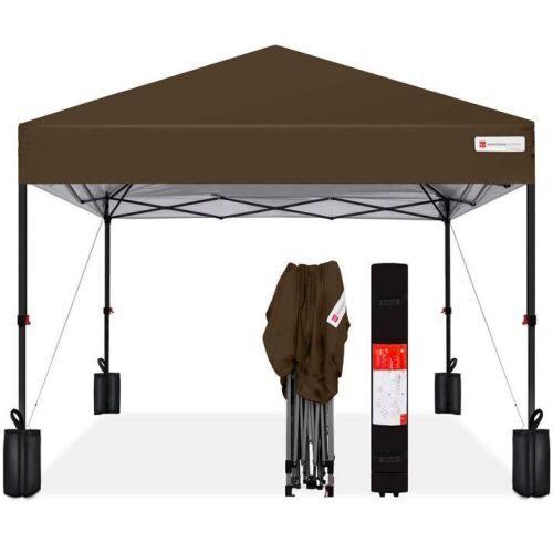 One-Person Setup Instant Pop Up Canopy w/ Case, 4 Weight Bags - 10x10ft - Lot 661