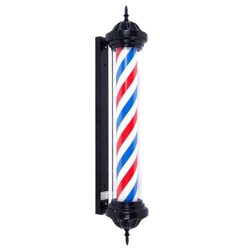 OmySalon 41in Rome Style Barber Pole LED Light with Rotating Red White Blue LED Strips - Lot 201