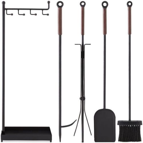 5-Piece Modern Contemporary Indoor Outdoor Fireplace Antique Tool Set - Lot 675