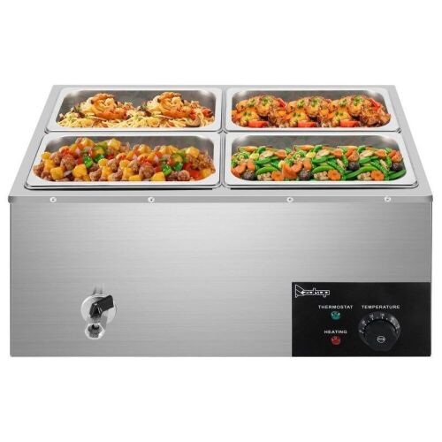 4-Pan Commercial Stainless Steel Food Warmer, 21.1 Quart  - Lot 72