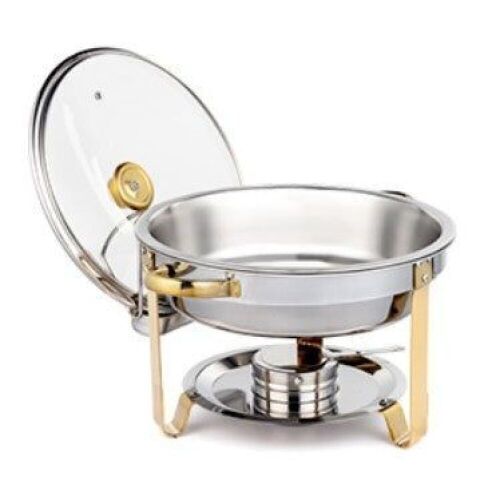 ROVSUN 5 QT Round Chafing Dish Buffet Set with Glass Lid & Lid Holder - Lot 508