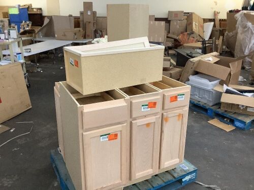 Lot of (7) Unfinished Cabinets, 3 Base & 4 Wall - Some are Damaged - Lot 43
