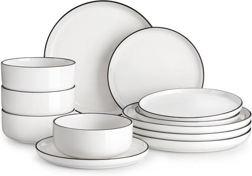 MALACASA Plates and Bowls Sets, 11 Pieces Modern Porcelain Dinnerware - Lot 3681