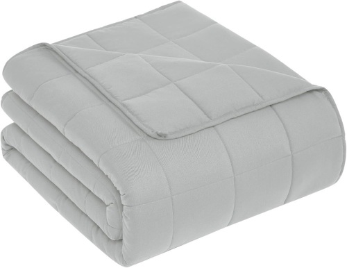 CuteKing Weighted Blanket for Adults: Weighted Blanket with Premium Glass Beads - Breathable Heavy Blanket for Comfort Sleep - Thick Blanket for Adult All Season (15lbs, 48"x72", Full, Light Grey) - Lot 3752