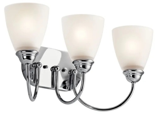Jolie Vanity Light 3-Light Satin Etched Cased Opal Glass - Lot 3915