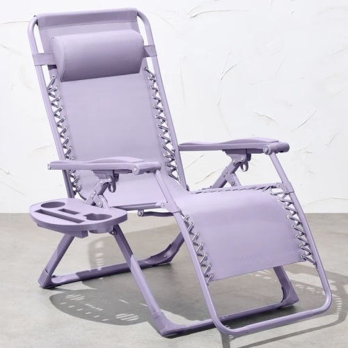 Monochromatic Zero Gravity Patio Chair Recliner w/ Side Tray, Headrest - Lot 3933