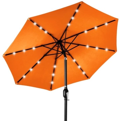 Solar LED Lighted Patio Umbrella w/ Tilt Adjustment, UV-Resistant- 10ft - Lot 4061