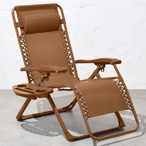 Monochromatic Zero Gravity Patio Chair Recliner w/ Side Tray, Headrest - Lot 4166