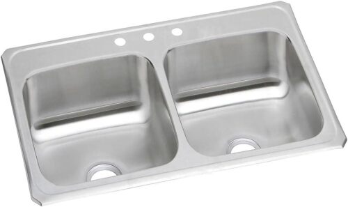 Drop-In Double Bowl Kitchen Sink with Stainless Steel Satin Finish - Lot 4297