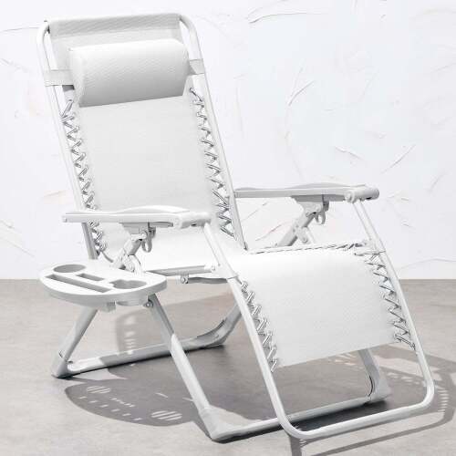 Monochromatic Zero Gravity Patio Chair Recliner w/ Side Tray, Headrest - Lot 4330