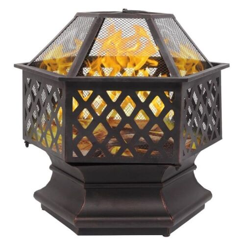  22 inch Outdoor Portable Steel Firepit with Flame-Retardant Mesh Lid  - Lot 192