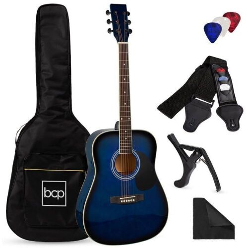 41in Acoustic Guitar Starter Kit w/ Digital Tuner, Padded Case, Picks, Strap - Lot 527
