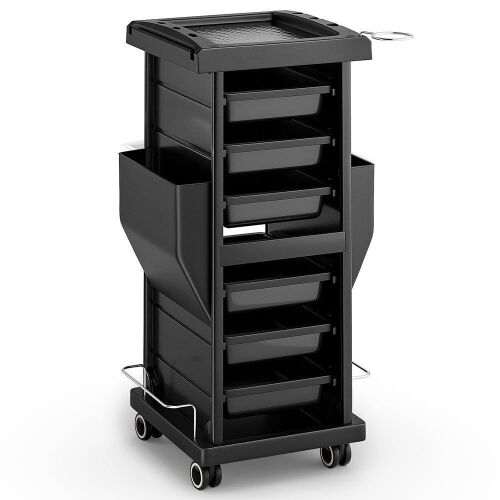 OmySalon Multipurpose Rolling Salon Trolley Cart w/ 6 Drawers Hair Dryer Holders - Lot 661