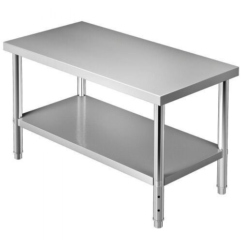 VEVOR Stainless Steel Prep Table, 48 x 30 x 34 Inch, 550lbs Load Capacity - Lot 35