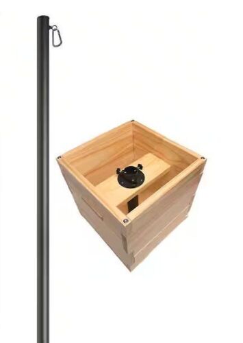 10 ft. Premium String Light Pole and Large 14 in. Natural Wooden Planter Box Set - Lot 101