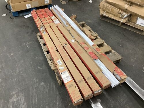 Lot of (6) Metalux 8 ft. 2-Light Linear White Integrated LED Garage Strip Light with 8913 Lumens, 4000K - Some Damaged - Lot 189