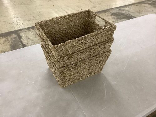 Lot of (3) Woven Storage Baskets - Lot 812