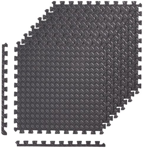 Lot of (2) Amazon Basics Interlocking Foam Floor Mat Tiles, 24.7 x 24.7 x .5 Inches, Black, Pack of 6 - Lot 409