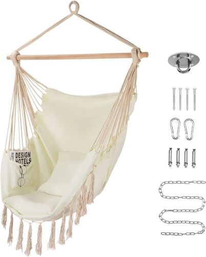 Homchwell Hammock Chair Hanging Rope Swing  - Lot 590