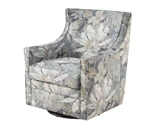 Madison Park Minkoff Blue Multi Curve Back Swivel Glide Armchair - Lot 25