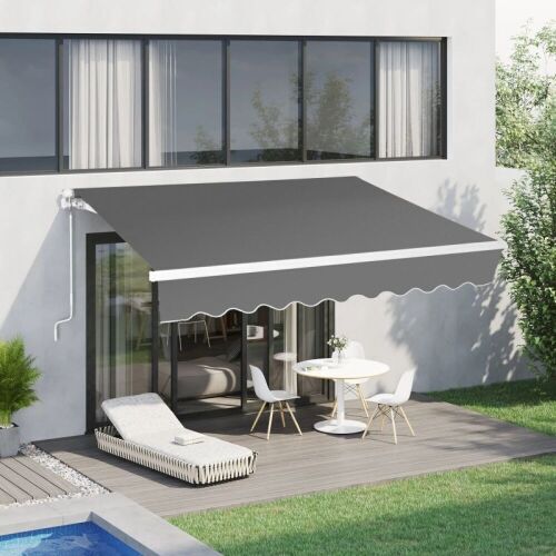 13 x 8 Ft Retractable Patio Awning, Gray  - Lot 88