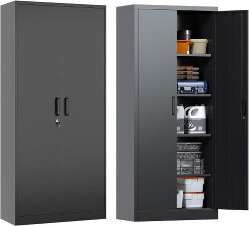 Metal Storage Cabinet with 5 Adjustable Shelves 71"  - Lot 51