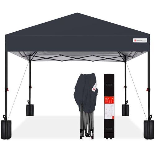One-Person Setup Instant Pop Up Canopy w/ Case, 4 Weight Bags - 10x10ft - Lot 115