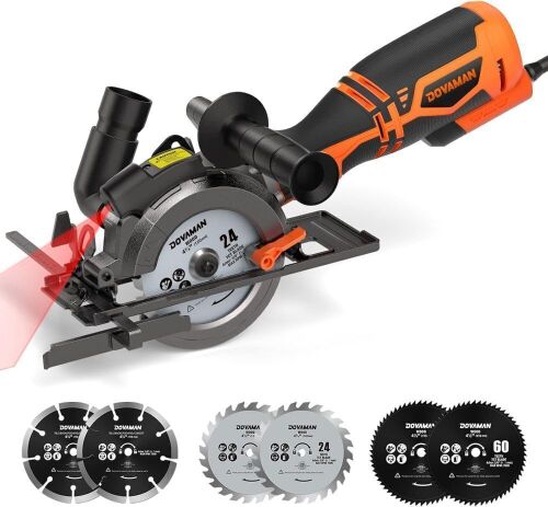  DOVAMAN 5.8A 4-1/2" Circular Saw w/Laser, Metal Auxiliary Handle - Lot 132