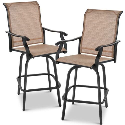 Set of 2 Swivel Barstools w/ 360 Rotation, All-Weather Mesh - Lot 244