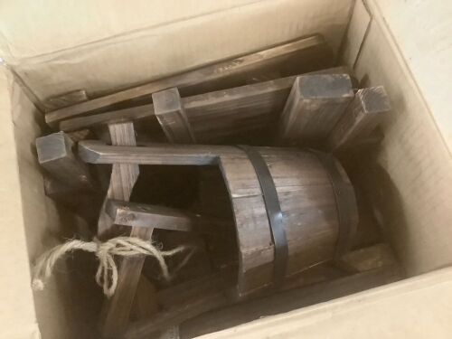 Rustic Wooden Wishing Well Planter Yard Decoration w/ Hanging Bucket - Unknown if Complete - Lot 253