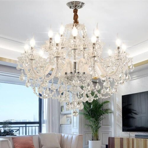  15 Light Modern Luxurious Crystal Candle Pendant Light Fixture  - Lot 304