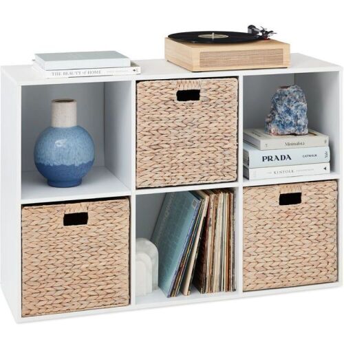 6-Cube Bookshelf, 13.5in Storage Display w/ Removable Panels, Customizable - Lot 336