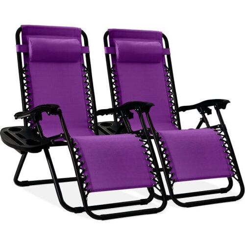 Set of 2 Adjustable Zero Gravity Patio Chair Recliners w/ Cup Holders - Lot 431