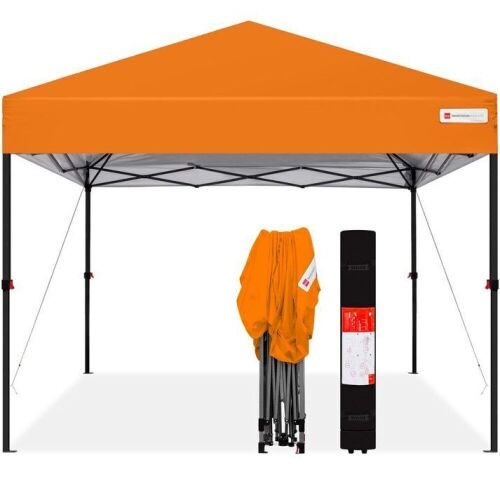 One-Person Setup Instant Pop Up Canopy w/ Case, 4 Weight Bags - 10x10ft - Lot 525