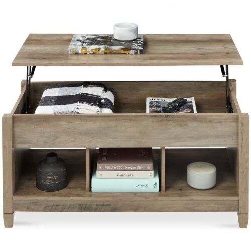 Multifunctional Lift Top Coffee Table w/ Hidden Storage, 3 Cubbies - Lot 722