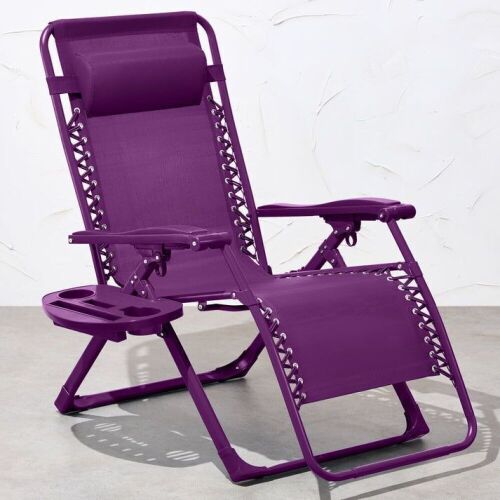 Monochromatic Zero Gravity Patio Chair Recliner w/ Side Tray, Headrest - Lot 728