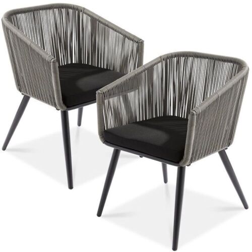 Set of 2 Indoor Outdoor Woven Wicker Patio Dining Chairs, 250lb Capacity - Lot 831