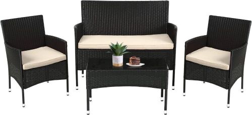 4 Piece Outdoor Rattan Patio Furniture Set - Lot 286