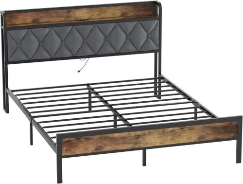 Queen Bed Frame with Storage Headboard - Lot 84
