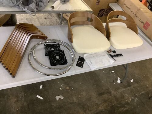 Swivel Bar Height Stools with Low Back, Set of 2 - 1 Seat Back Damaged - Lot 297