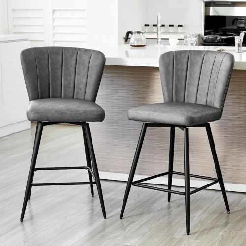 24.8" Modern Comfort Bar Stool with Metal Feet, Set of 2 - Lot 383