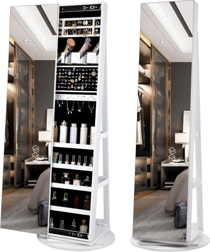 360° Swivel Jewelry Cabinet with Full Length Mirror  - Lot 85
