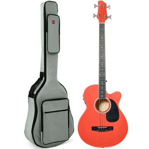 Acoustic Electric Bass Guitar w/ Equalizer, Truss Rod, Padded Gig Bag - Lot 607