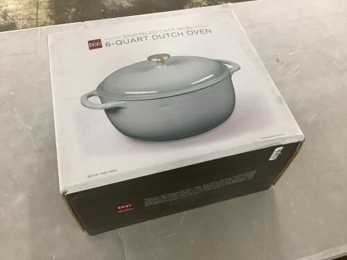 Cast-Iron Dutch Oven Kitchen Cookware w/ Enamel, Handles - 6qt - Lot 177