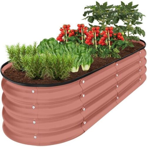 Outdoor Raised Metal Oval Garden Bed, Planter Box - 4x2x1ft - Lot 186