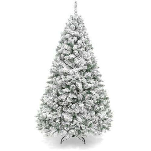 6' Snow Flocked Artificial Pine Christmas Tree w/ Foldable Metal Base - Lot 277