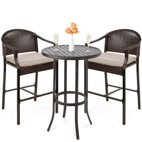 3-Piece Outdoor Wicker Table Bar Set - Lot 55