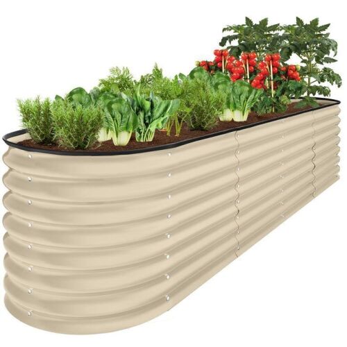 Metal Raised Garden Bed, Oval Outdoor Planter Box for Vegetables - 8x2x2ft - Lot 666